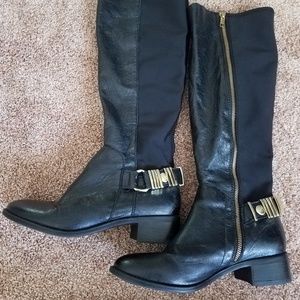 Steve Madden Regina black boots with gold details